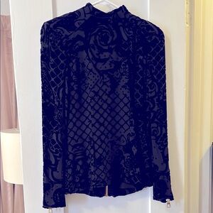 H&M x Balmain Black Fitted Long Sleeve Blouse